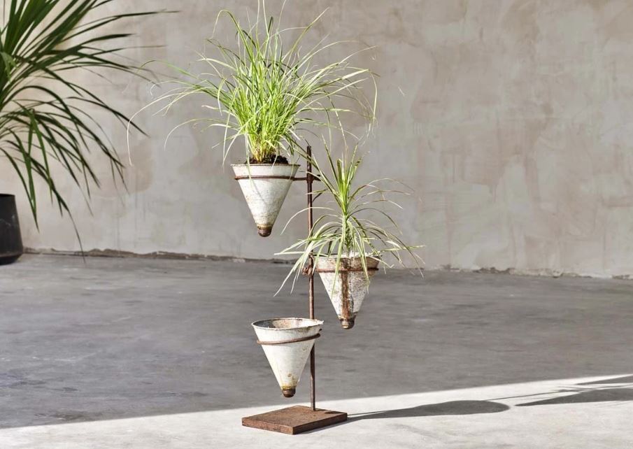 Aged Zinc Planter Display Stand