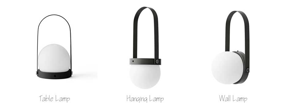 Lamp with handle in three different settings
