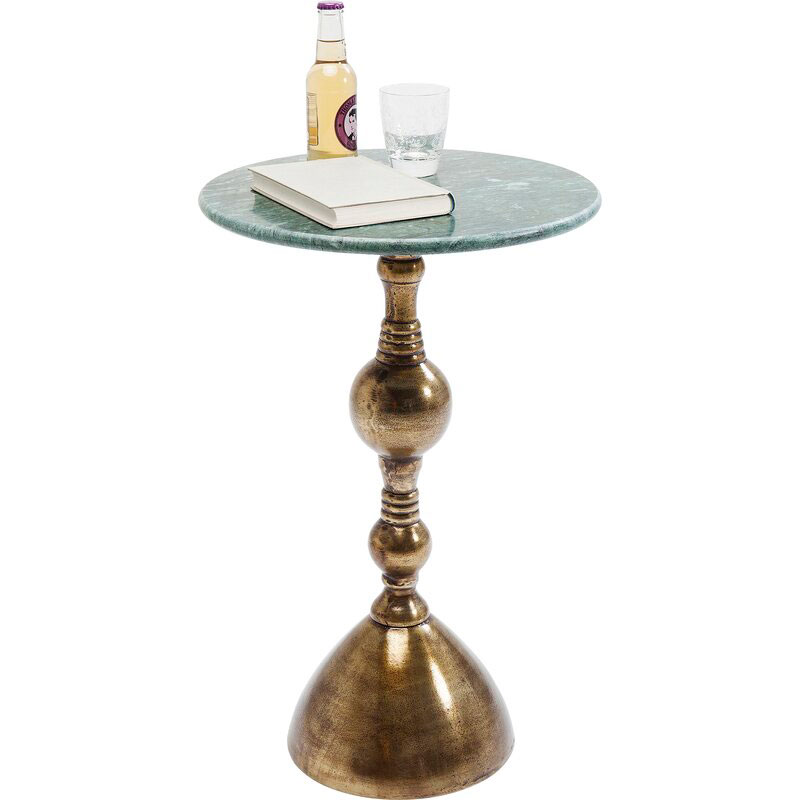 Side table with green marble top and antique brass base