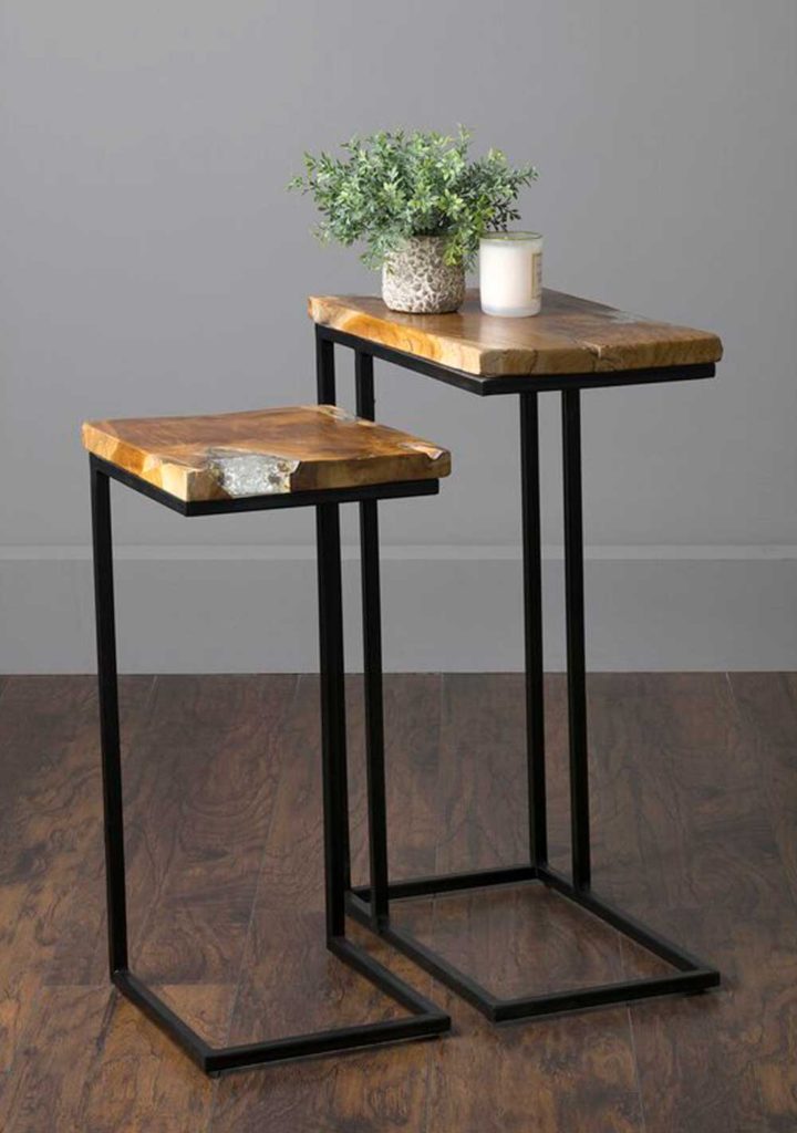 Two side tables of different heights